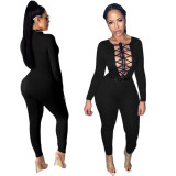 Womens sexy skinny yoga eyelet jumpsuit AMM8305