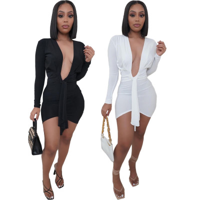 Deep V Irregular Sexy Dress LY015