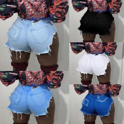Frayed holes stretch jeans women shorts CJ943