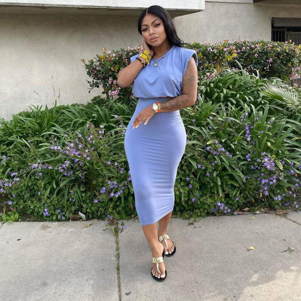 European and American women's 21 summer two-piece suit sleeveless padded T-shirt one-step skirt all-