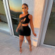 Sexy solid color skirt fashion short skirt short sleeve skirt DD8081