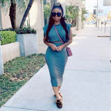 European and American women's 21 summer two-piece suit sleeveless padded T-shirt one-step skirt all-