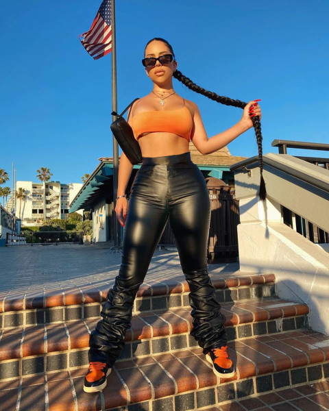 Fashion Leather High Waist Stack Long Pants FF1058