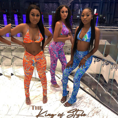 Womens fashion sexy snake print sports suit K20S09159