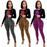 Fashion Pattern Printed Round Neck Long Sleeves Top With Trousers Two Piece Sets HH8951