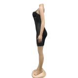 Nightclub dress small sling bag hip sexy mesh short skirt X5047