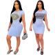 Womens Summer Short Sleeve Printed Slim Dress YSF3156