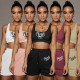 Solid color letter vest sports two-piece suit SQ955