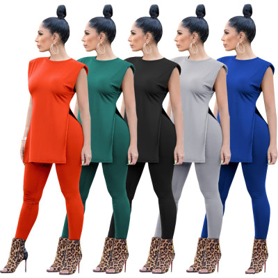 Solid color shoulder pads loose split two-piece set L6288