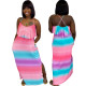 Slit open back sling wide loose dress MH5016
