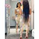 Fashion totem positioning printing small waistcoat two-piece suit L2422