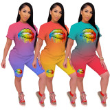 Casual printed gradient two-piece suit JH237