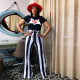 Letter stripe positioning sexy bow-knot flared pants 2-piece female SZ9071