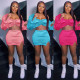 Wrapped chest puff sleeves pleated lace sexy fashion 2-piece skirt set SZ8073