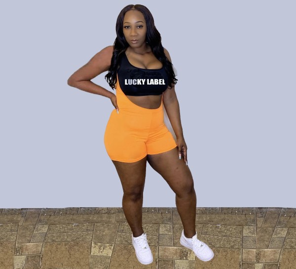 Two-piece casual sports camisole with letter printing L2155