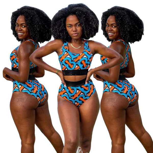 Positioning printing sexy 2-piece swimsuit women SZ9088