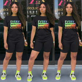 Casual sports gradient letter printed pants suit TY2032