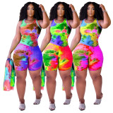 Urban casual pineapple cloth printed sleeveless suit TH211