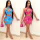Hollow lace printed letters mini skirt two-piece suit QC8005