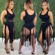 Casual solid color fringed skirt two-piece suit JH236
