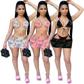 Printed three-piece swimsuit swimsuit JH241