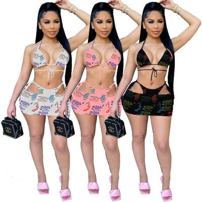 Printed three-piece swimsuit swimsuit JH241