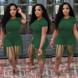 Two-piece cute sports tassel pants M6529