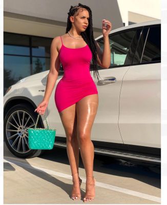 Sexy dress with sling bag hip and beveled edge MH2065A