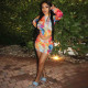 Multi-element contrast color folds 2-piece female set SZ9047
