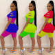 Printed hole hit color fashionable sexy 2-piece female set SZ8071