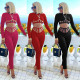 Pure color mesh sexy temperament stitching two-piece suit M9019