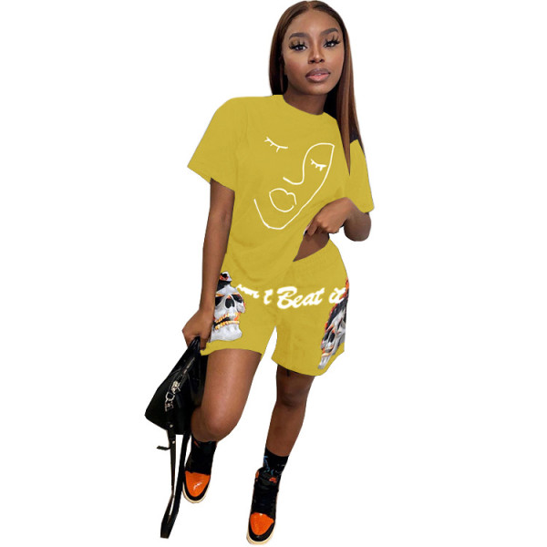 Multi-element combination digital positioning printing casual temperament commuter 2-piece female SZ