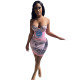 Digital positioning burnt flower dollar series sexy dress women SZ9074