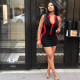 Stitching contrast color V-neck sexy dress SZ9079