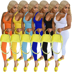 Camisole, deep V-neck, super elastic small pit strip jumpsuit ZH8530