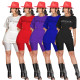 Letter printing waist cutout two-piece set D8259A