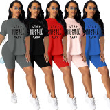 Casual sports women's clothing two-piece English positioning pattern ZH8501