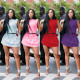 Sports and leisure multicolor vest skirt suit D8262