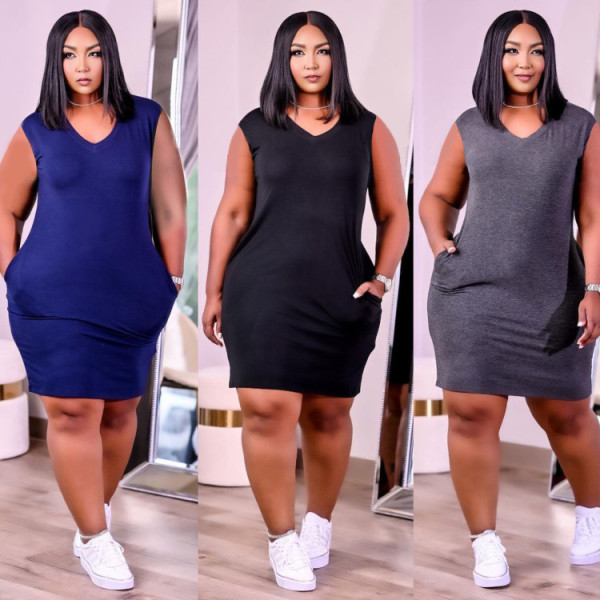 Solid color sexy dress DL8092