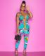 Lace-up halter skinny printed jumpsuit D8263A