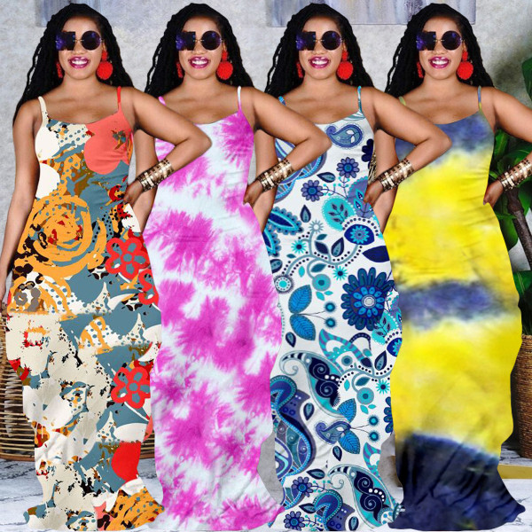 Positioning printing, hanging wide loose dress ZH8520