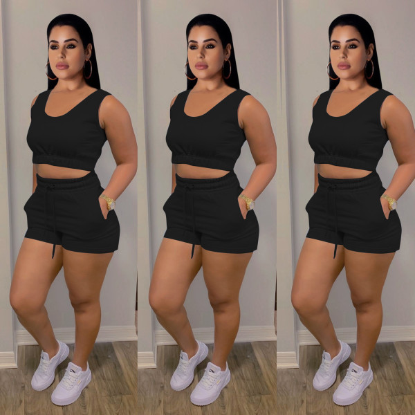 Pure color vest sports suit Sports and leisure suit Casual Womens clothing CM2133