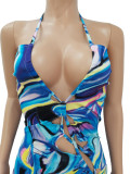 Tie-dye cutout digital print jumpsuit CM2131