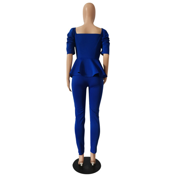 Fashion Ruffled Air Layer One-line Collar Professional Uniform Casual Wear CM2130