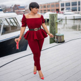 Fashion Ruffled Air Layer One-line Collar Professional Uniform Casual Wear CM2130