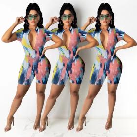 Summer print jumpsuit GH027