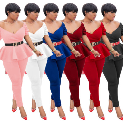 Fashion ruffled air layer business wear uniform casual suit women CM2126