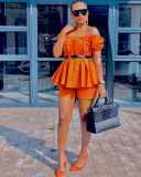 Fashion print wrapped chest + shorts two-piece suit LS6446