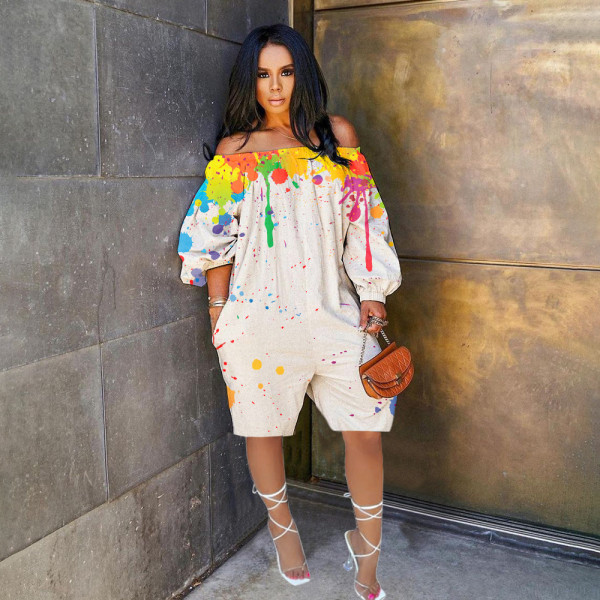 Fashion sexy loose womens splashed ink jumpsuit GH040