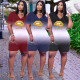 Plus size womens wear gradient lips LOVE jumpsuit GH025
